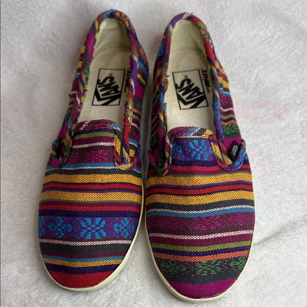 Vans Women’s Multicolor Striped Slip-On Canvas Sneakers